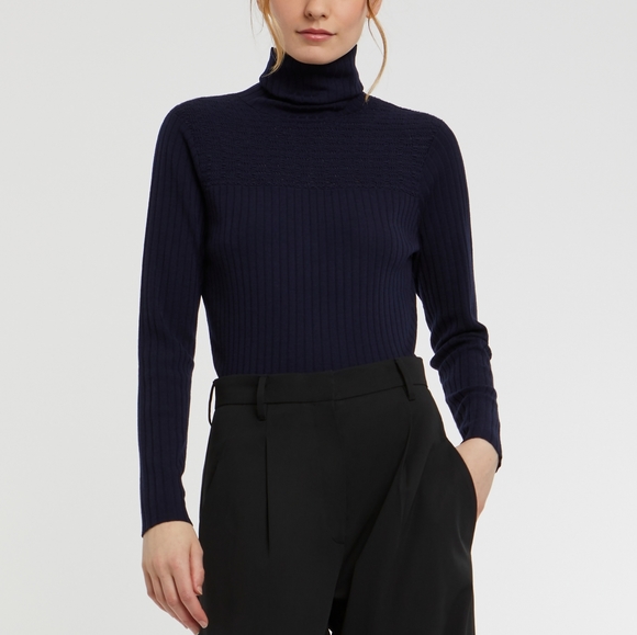 Paule Ka navy ribbed turtleneck sweater - Picture 1 of 7